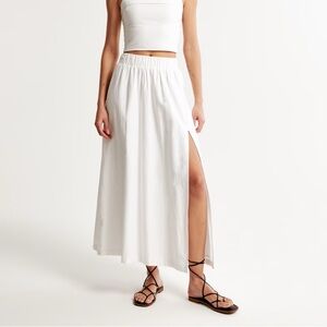 Abercrombie & Fitch Linen-Blend High-Slit Maxi Skirt